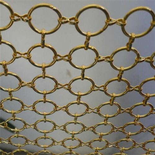 Longlife Golden Metal Coil Drapery Decorative Metal Mesh Screen