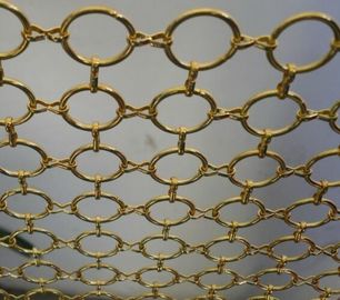 Longlife Golden Decorative Wire Mesh Drapery , Decorative Metal Mesh Screen